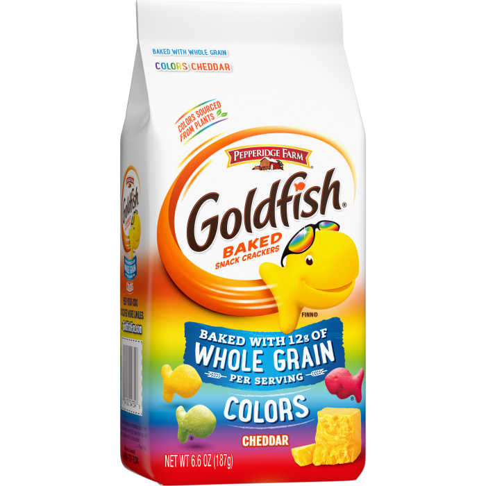 Goldfish® Colors Cheddar Baked with Whole Grain, 6.6 oz, bag - Left Angle Image