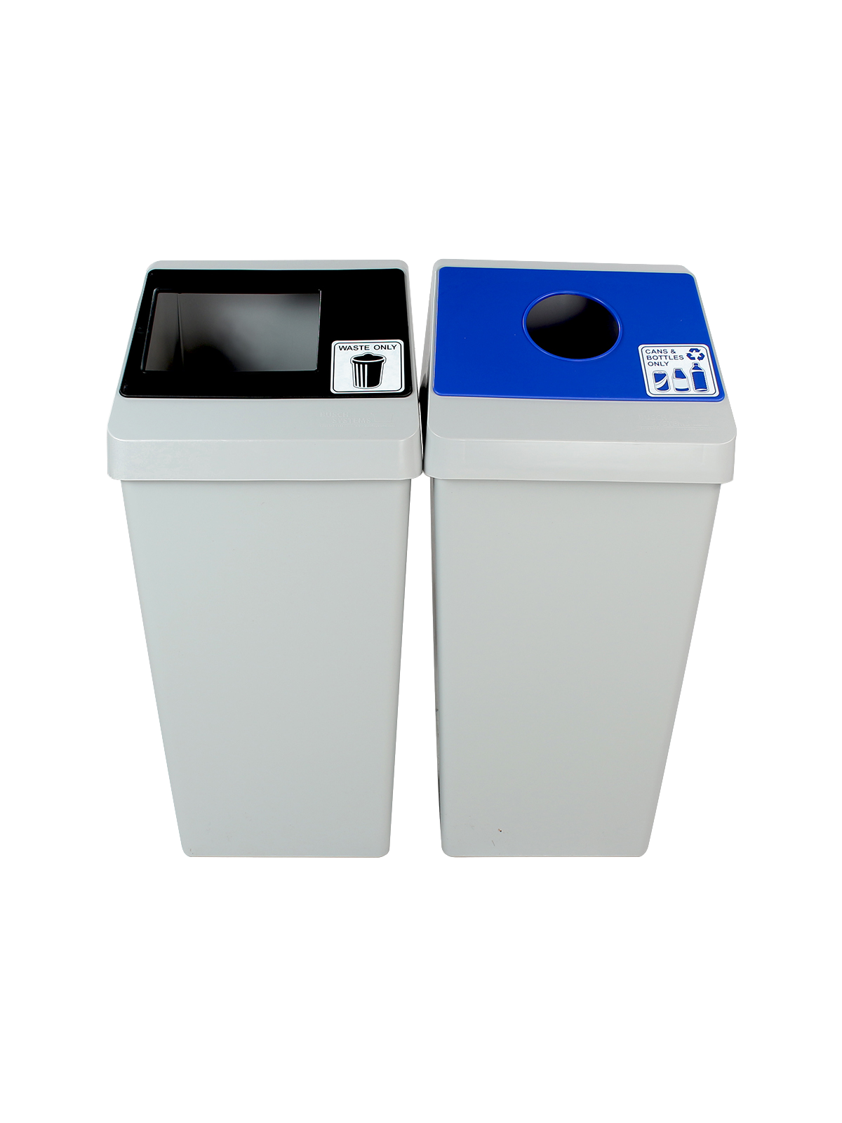 SMART SORT – Double – Kit – Cans & Bottles-Waste – Circle-Full – Grey-Blue-Black