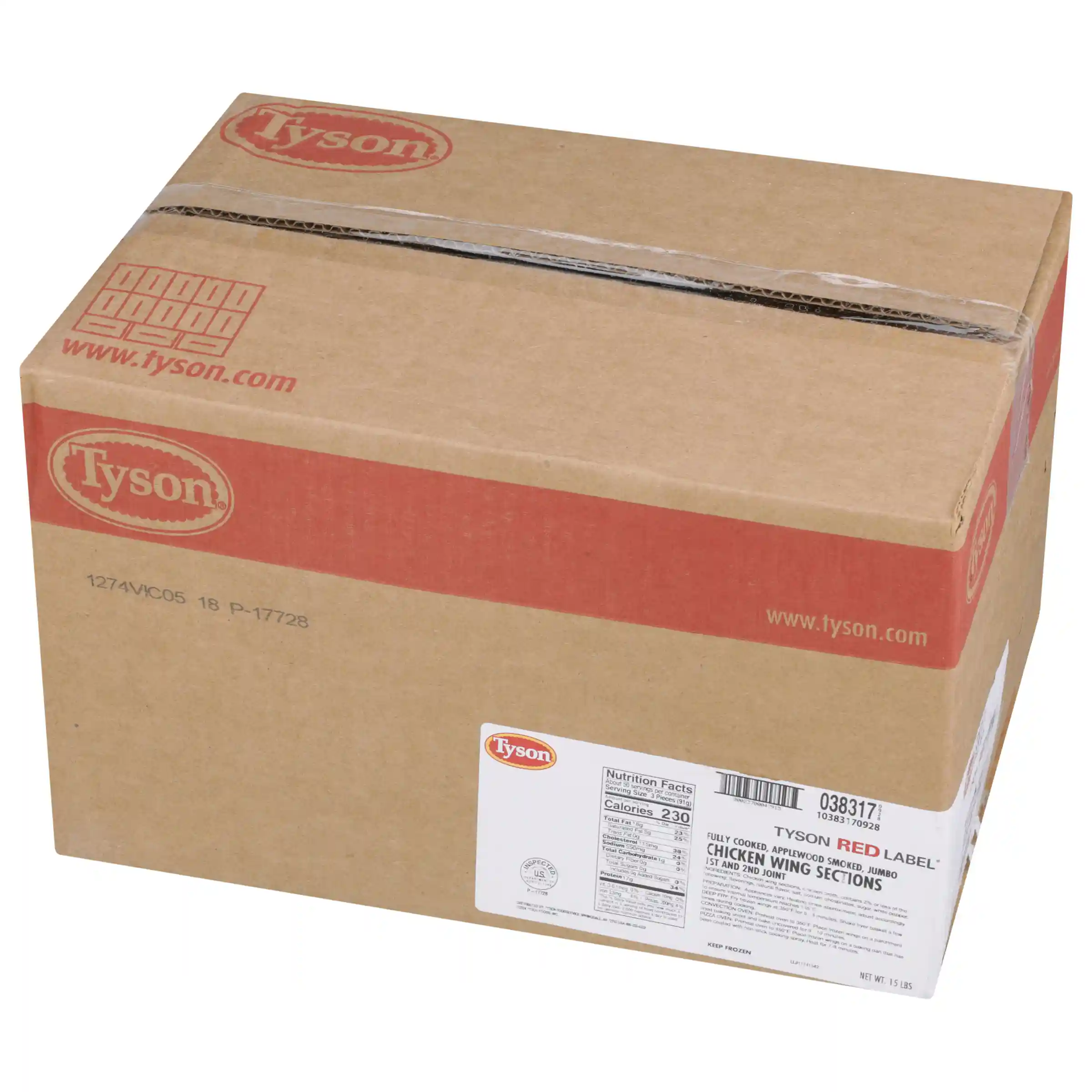 Tyson Red Label® Fully Cooked Unbreaded Applewood Smoked Bone-In Chicken Wing Sections, Jumbo _image_5