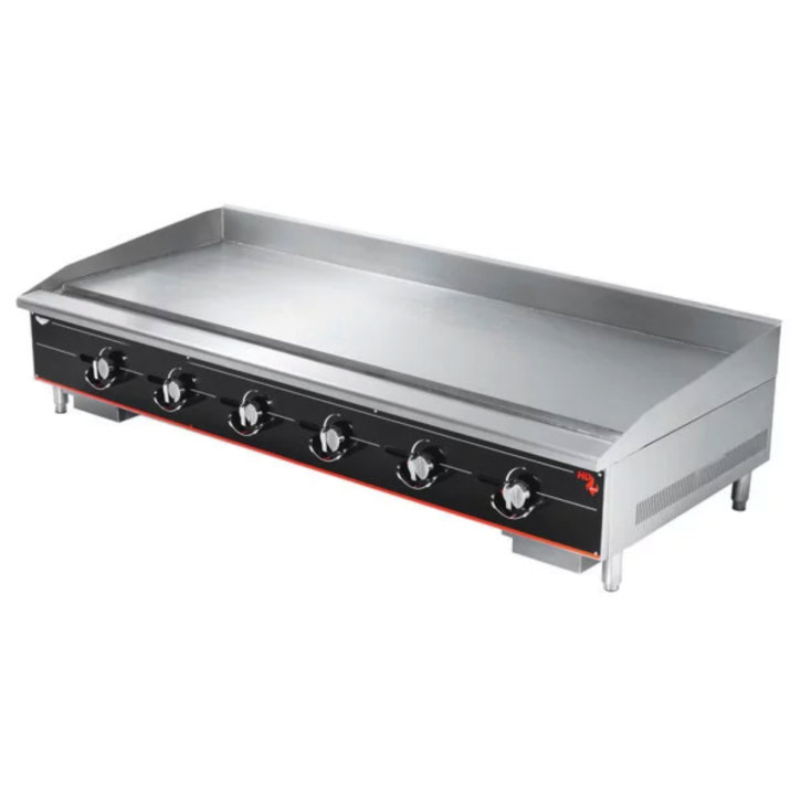 72-inch heavy-duty flat-top gas griddle with thermostatic controls