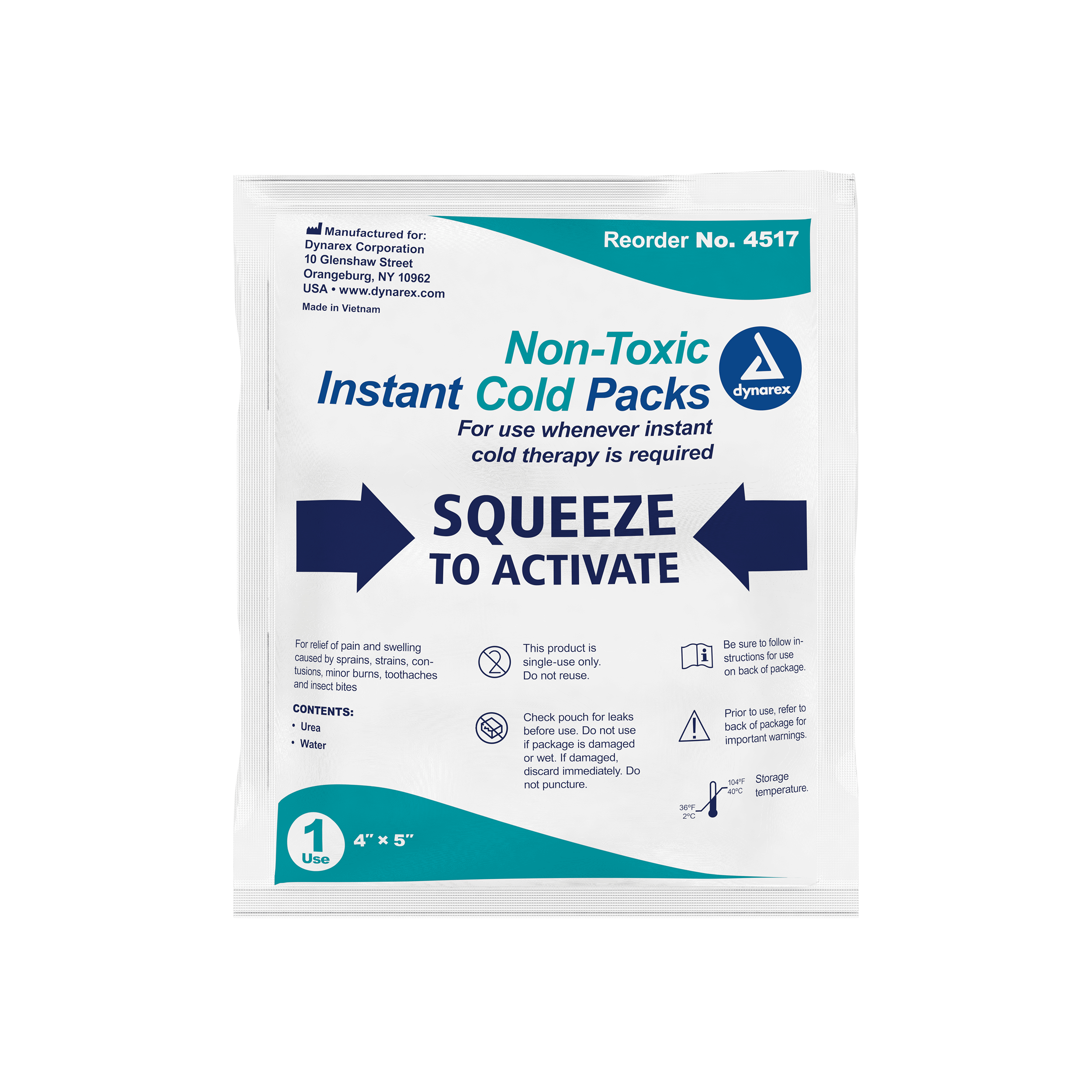 Instant Cold Pack with Urea (Non-Toxic), 4 x 5