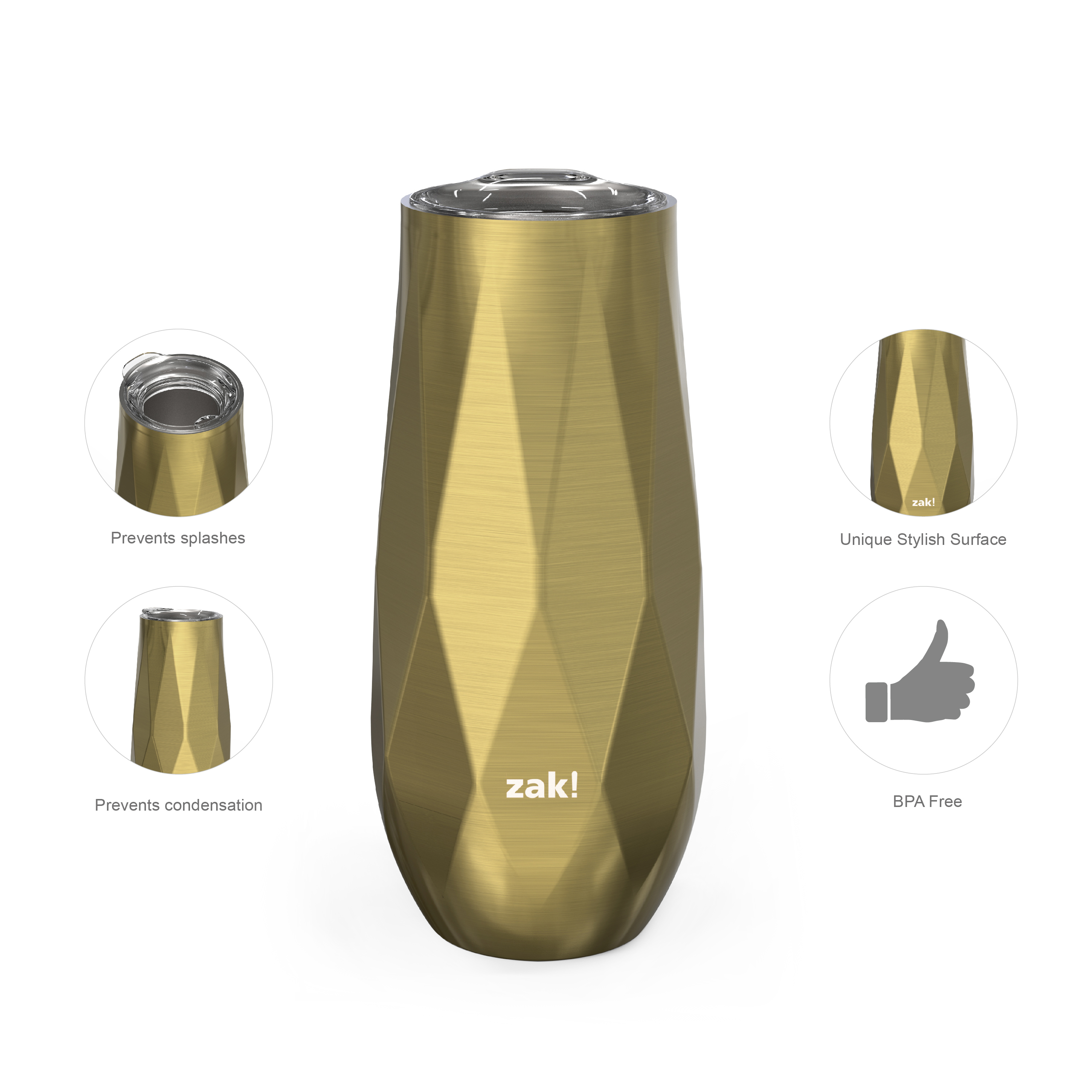 Fractal 9 ounce Vacuum Insulated Stainless Steel Tumbler, Light Gold