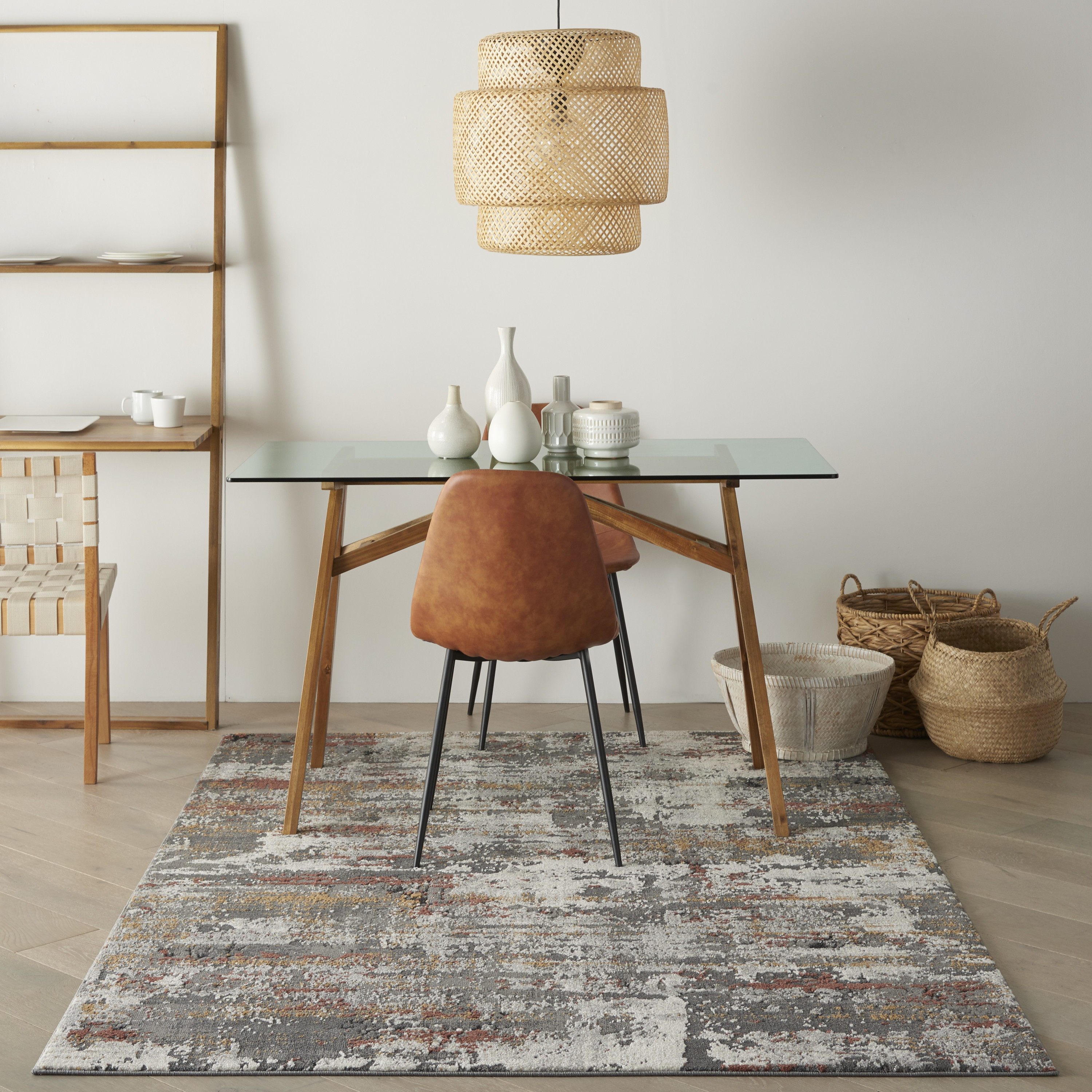 Nourison Tangra 4' x 6' Grey Multicolor Modern Indoor Rug
