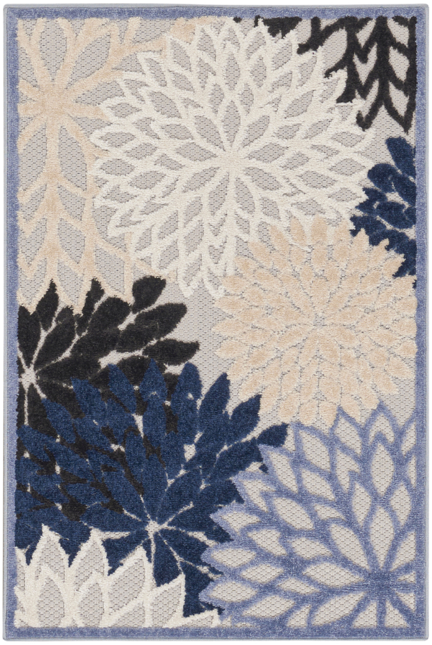 Nourison Aloha 3'6" x 5'6" Blue Multicolor Tropical Rug