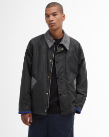 Barbour x Flower Mountain Oversized Transport Waxed Jacket Charcoal