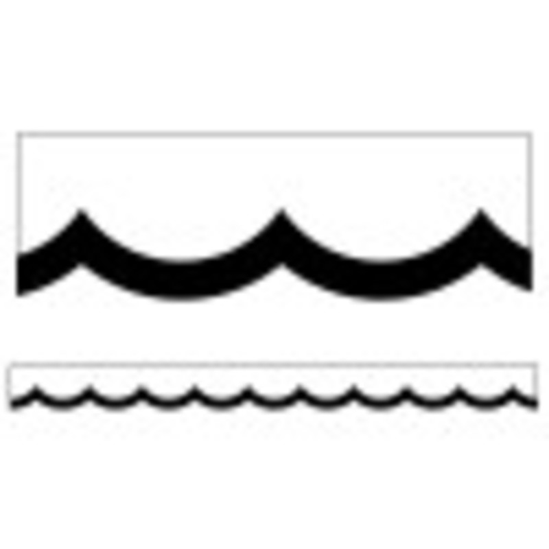 Simply Stylish Black & White Wavy Line Scalloped Border, 39 Feet