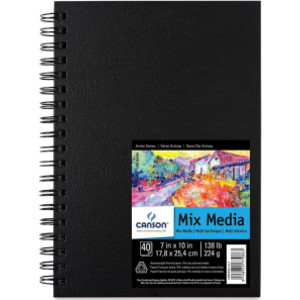 Artist Series Mixed Media Art Book, Black Cover, Side Wire Binding, 40 Sheet, 7x10 inch, 1 Count