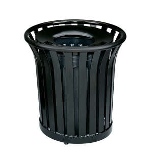 Rubbermaid Commercial, Americana Series™, Open Top, 36 gal, Metal, Black, Round, Receptacle
