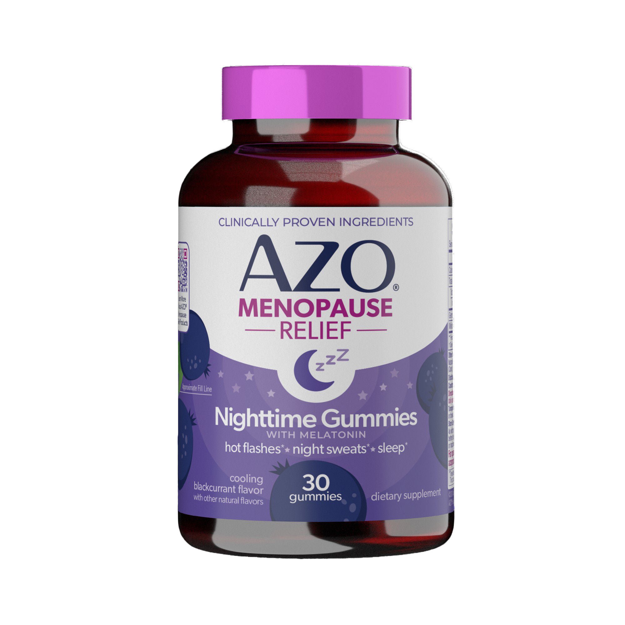 Dietary Supplement AZO® Genistein, Melatonin 30 mg / 1 mg Gummie 30 Gummies Blackcurrant Flavor