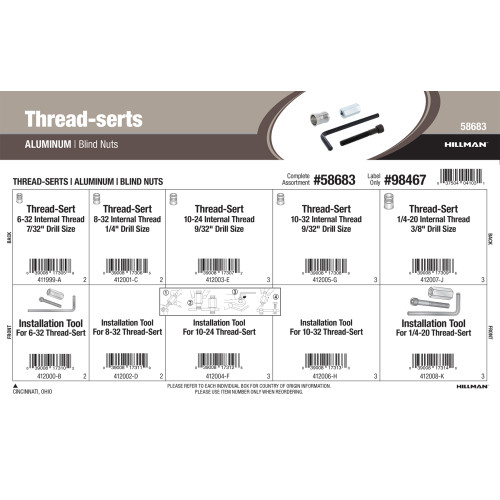 Aluminum Thread-Serts Assortment (Blind Nuts)