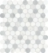 Waterjet Stone Mosaics Polar 1-1/4″ Penny Round Mosaic Honed