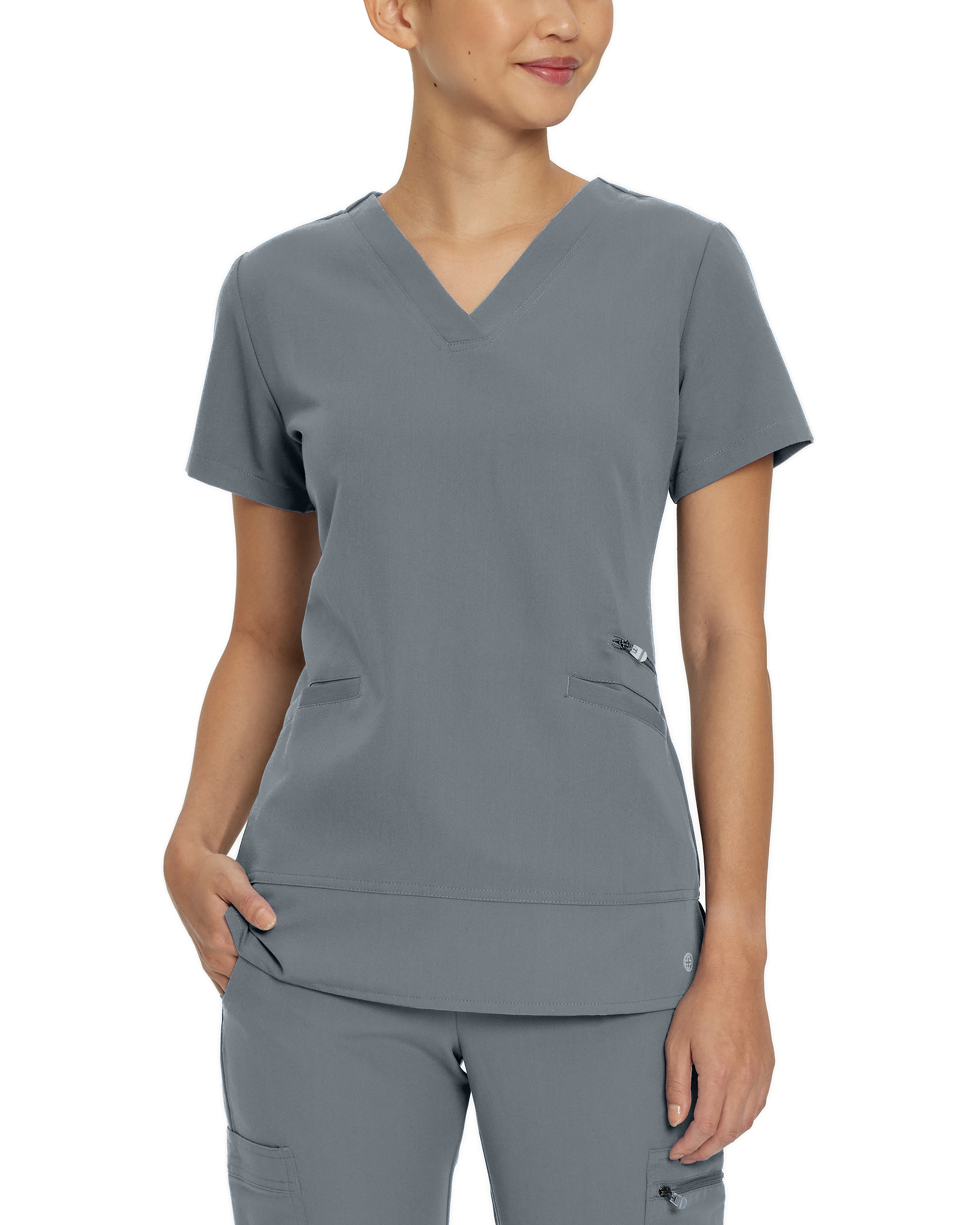White Cross V-Tess Women‘s 3-Pocket V-Neck Scrub Top-White Cross