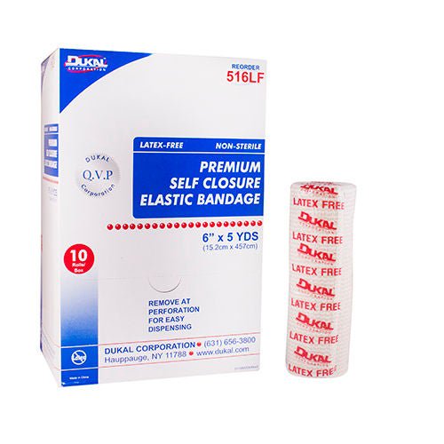 Dukal™ Double hook-and-loop closure Elastic Bandage, 6 Inch x 5 Yard