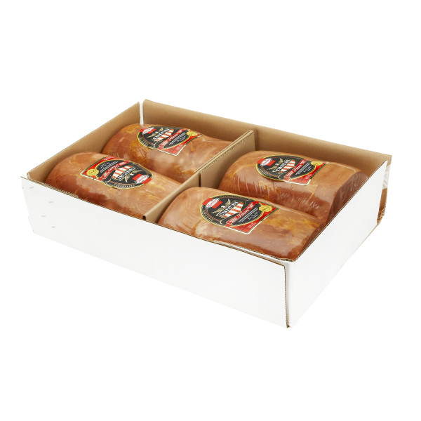 CURE 81(r) Hardwood Smoked Ham with Natural Juices, Endless, 4 pc . C1RM - Front Right Open Case (Hi Res)