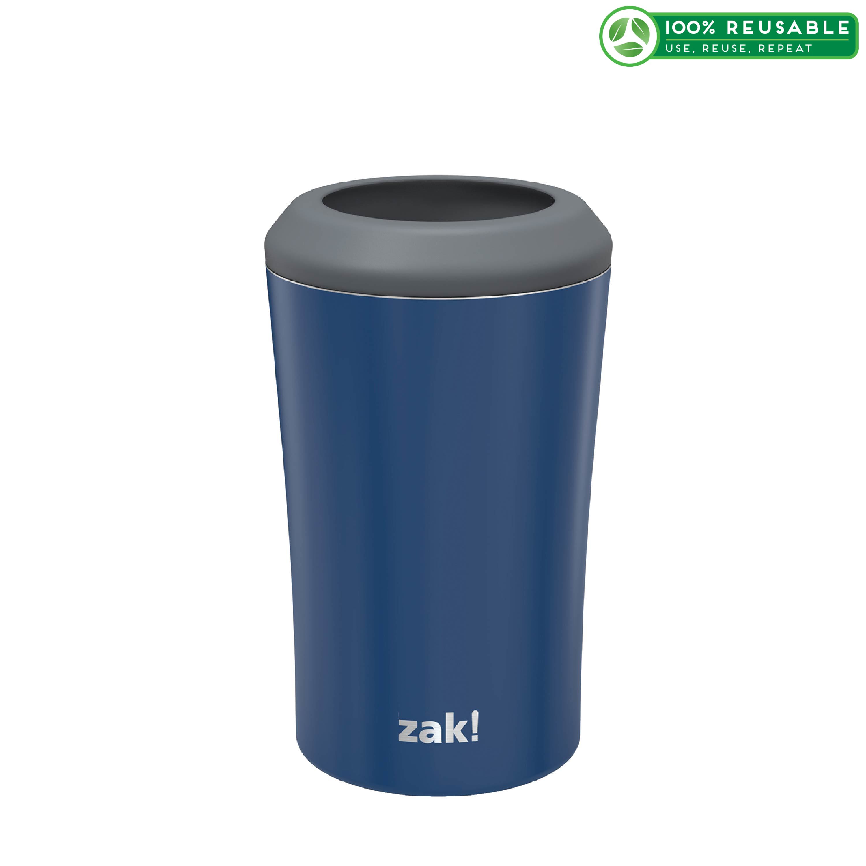 Zak Hydration 12 ounce Double Wall Stainless Steel Can and Bottle Cooler with Vacuum Insulation, Indigo image
