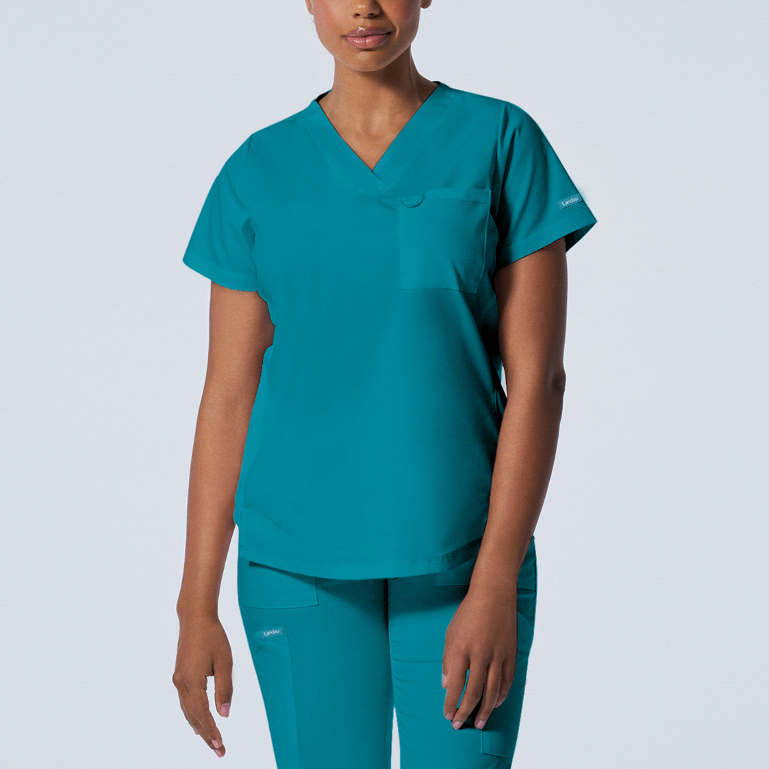 Landau ProFlex Women's 2-Pocket V-Neck Scrub Top - LT107 FREE SHIPPING! - Picture 9 of 13