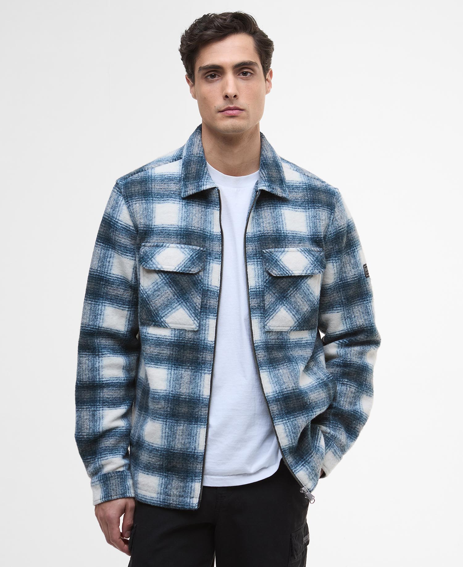 Overshirt Clayton in pile con motivo a quadri image number 0