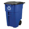 Rubbermaid Commercial, Recycling Rollout, 50 gal, Resin, Blue, Square, Receptacle