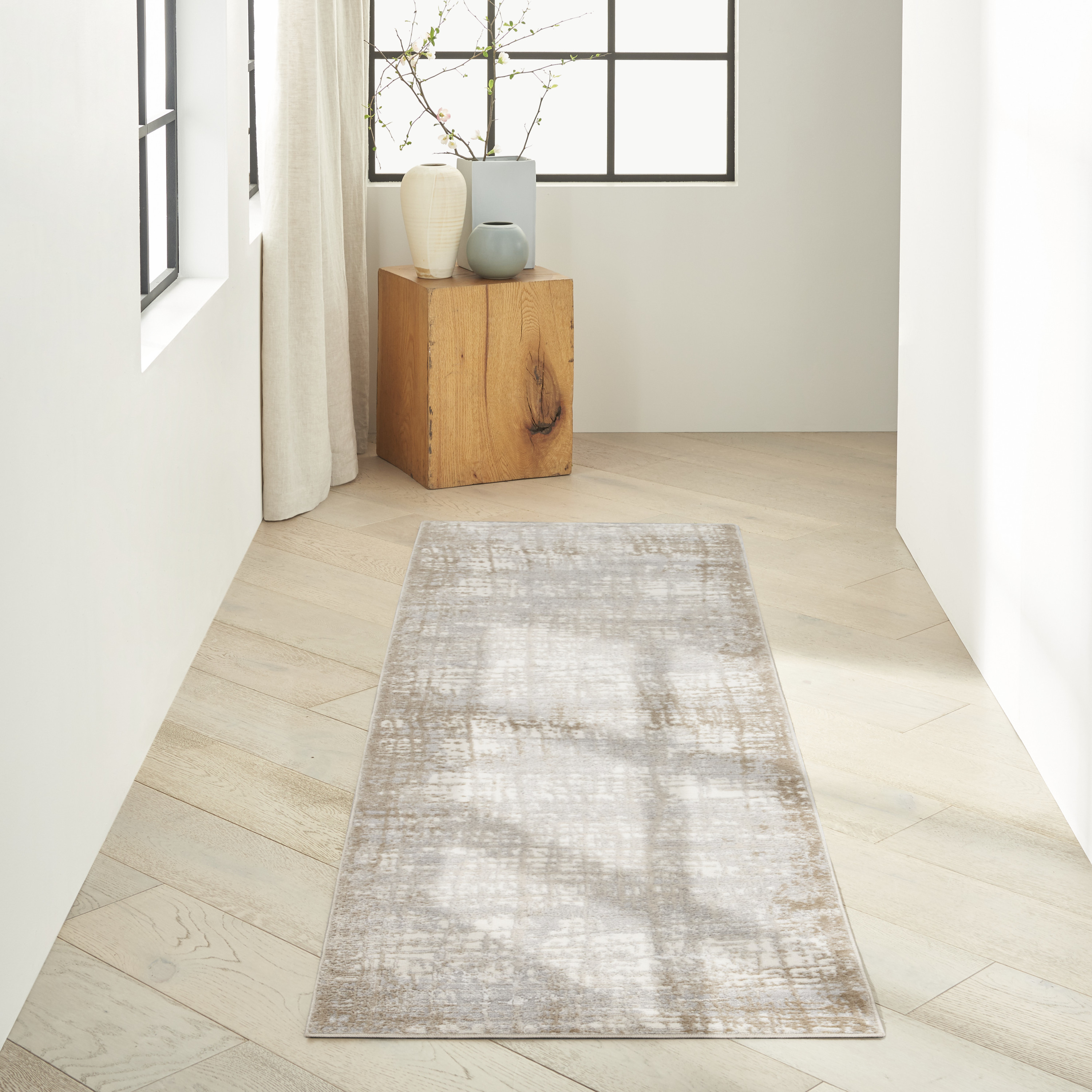 Calvin Klein CK950 Rush 2'3" x 7'3" Ivory Taupe Modern Indoor Rug