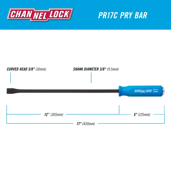 PR17C 5/8 x 12-inch Professional Pry Bar, 17-inch Overall Length