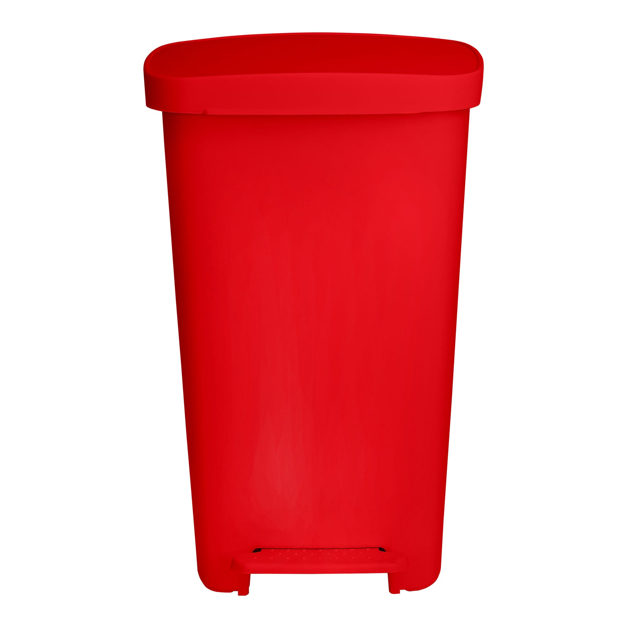 McKesson Waste Can with Step-On Pedal, Plastic, Red, 15.16 x 14.76 x 26.57 Inch