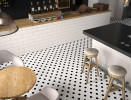 Baseline Black and White 1.5 Hex Mosaic and Bianco Matte 4x12