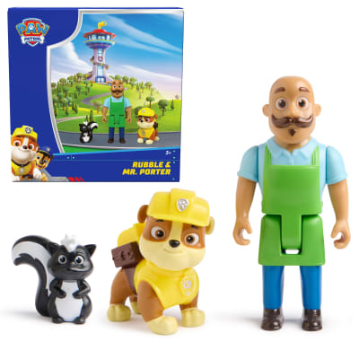 PAW Patrol Rubble & Mr. Porter Figure Pack with Skunk Toy Figure, Kids Toys for Boys & Girls Ages 3 and Up