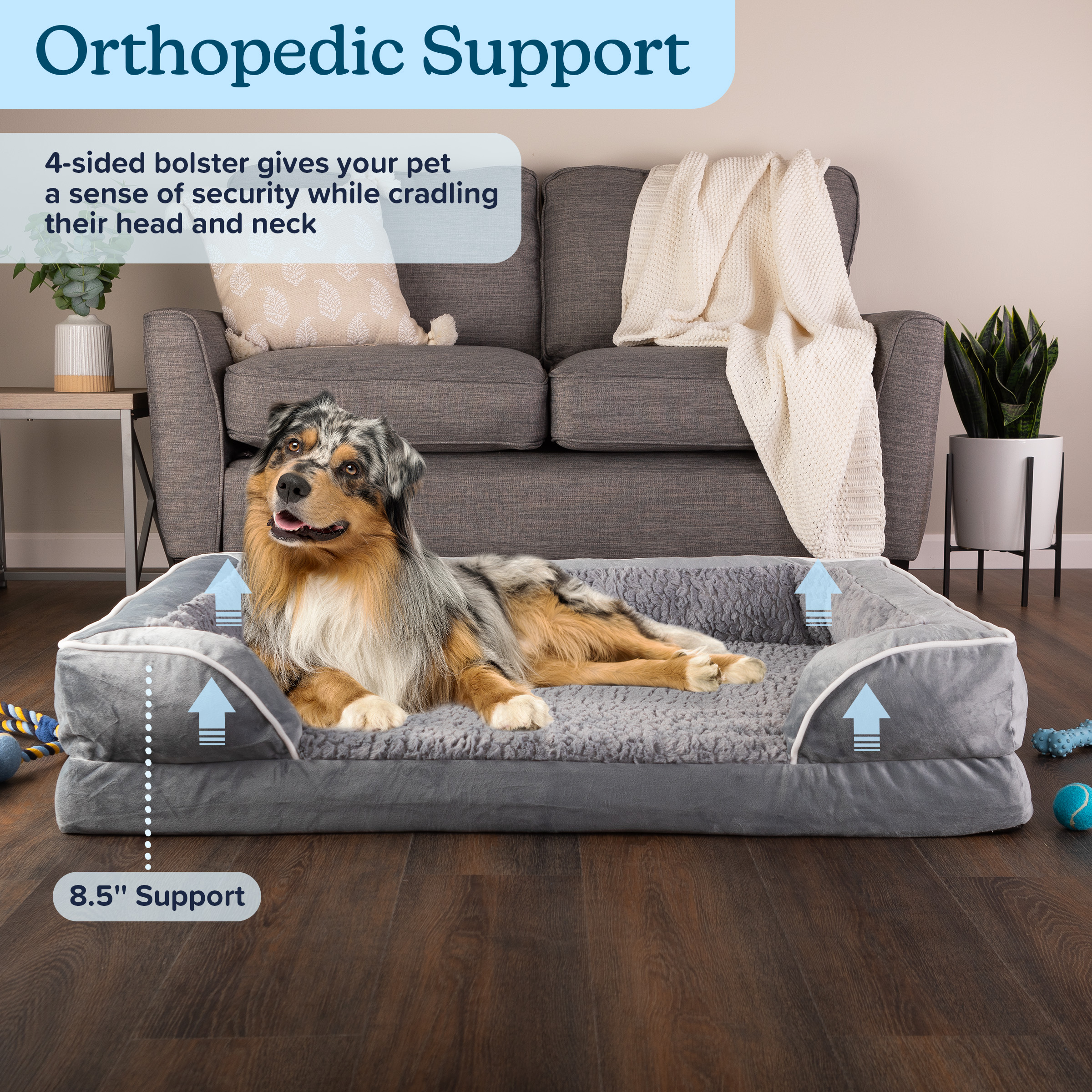 Orthopedic Dog Bed 42in Couch Extra Large Dog Bed for Pets up to 65lbs
