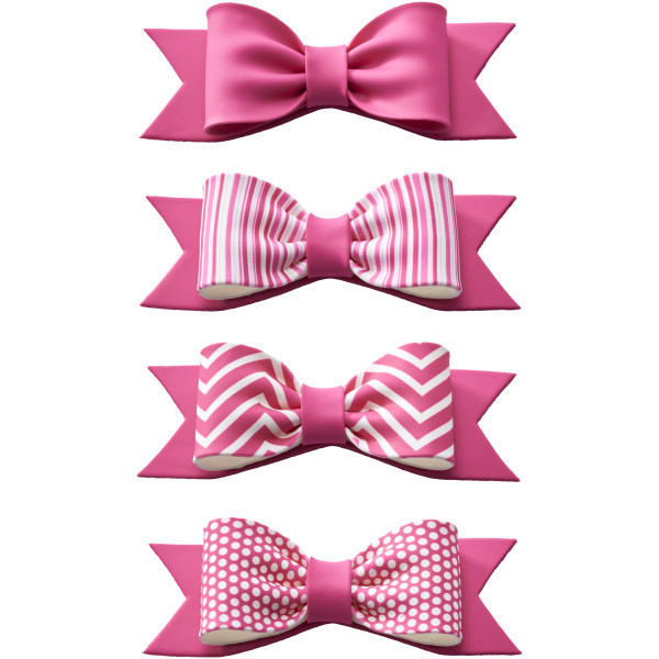 Bright Pink Printed and Solid Gum Paste Bows