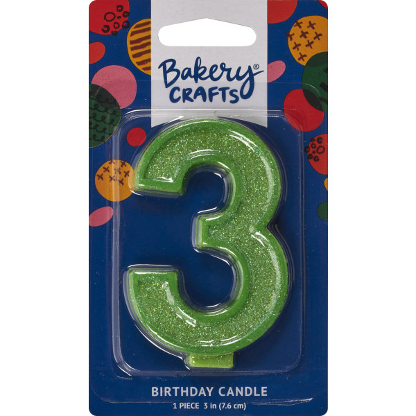 3 Glitter Numeral Candles