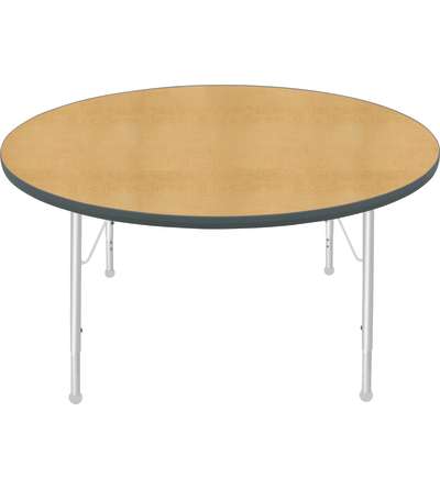Creative Colors® Activity Table, Round, 48" Diameter, Maple Top Color, Graphite Edge Color, Standard Leg Height, Platinum Silver