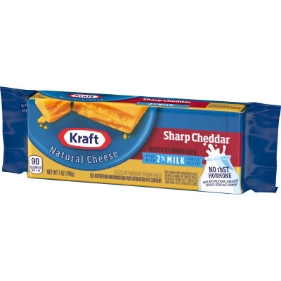 Kraft Sharp Cheddar Cheese with 2% Milk, 7 oz Block
