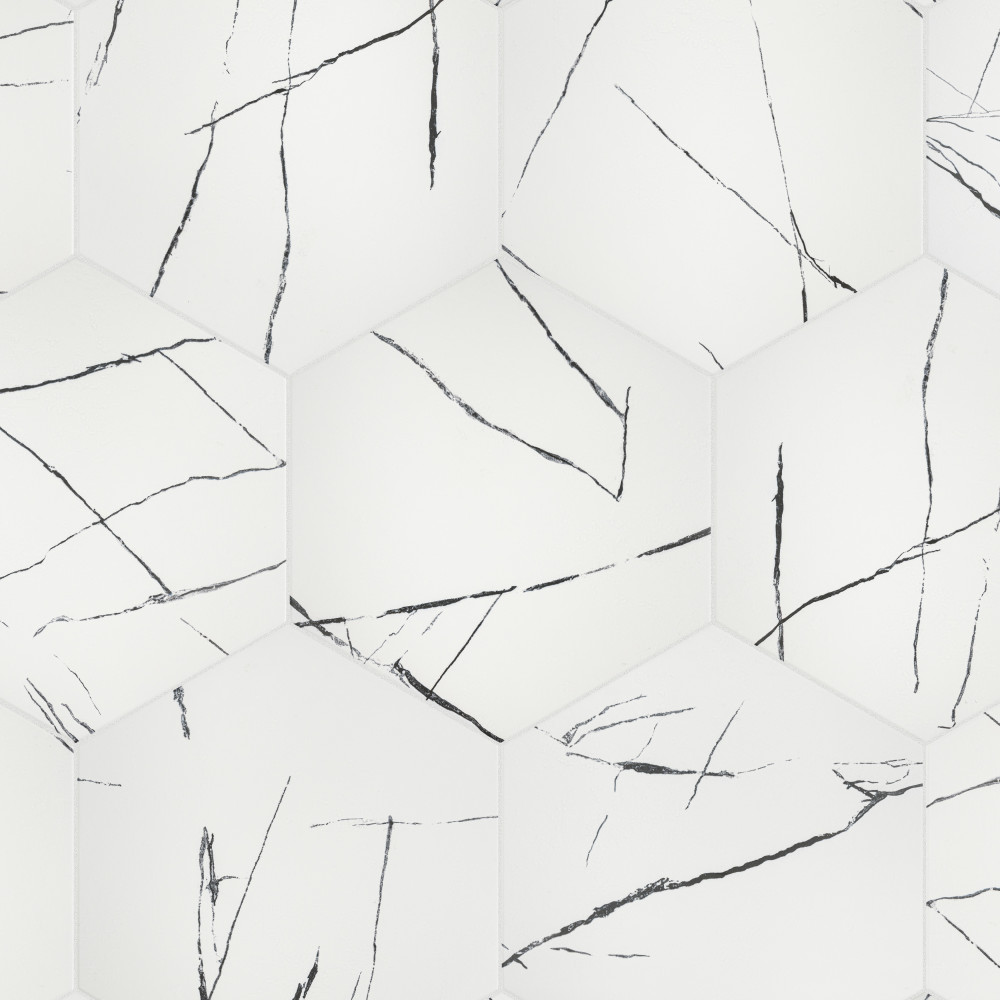 Visium Hex White 17-1/8 in. x 19-3/4 in. Porcelain Floor and Wall Tile