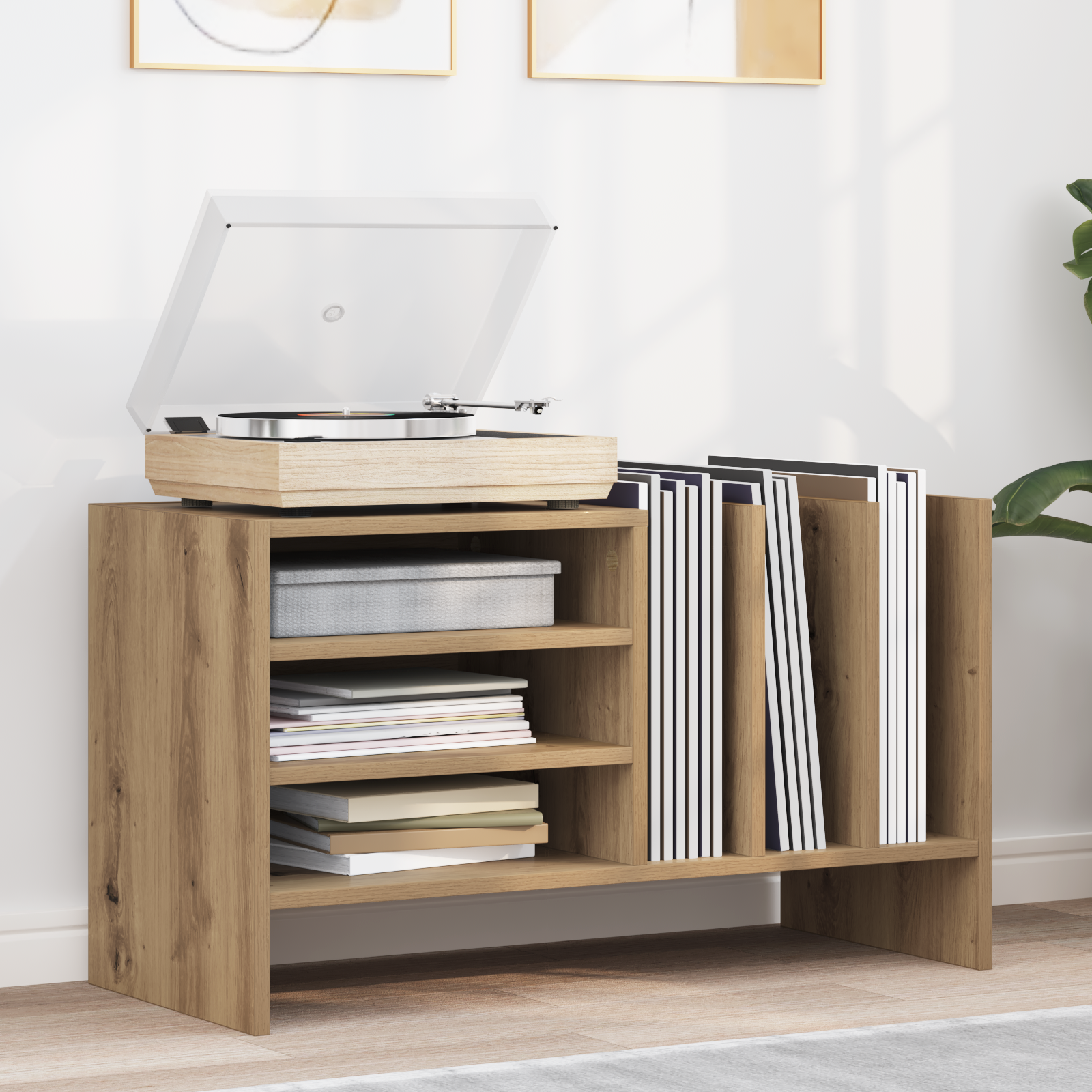 vidaXL Schallplattenschrank mit Regal Artisan-Eiche 78,5 x 35 x 45 cm – Bild 3