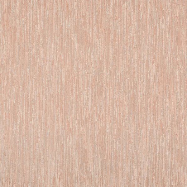 Peach-pink textured wallpaper with fine vertical striations; showing subtle metallic sheen and irregular raised lines; close-up, evenly lit, fills the frame with no visible windows or furnishings.