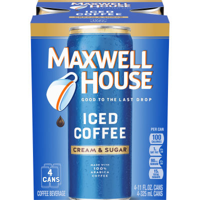 Maxwell House Ready to Drink Iced Coffee with Cream & Sugar, 11 oz Cans, Pack of 4