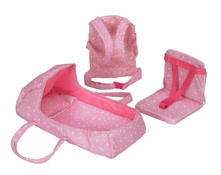 thumbnail video image 2 of Badger Basket On-the-Go Set with Doll Booster Seat, Travel Bed & Carrier for 18 inch Dolls - Pink, 2 of 10
