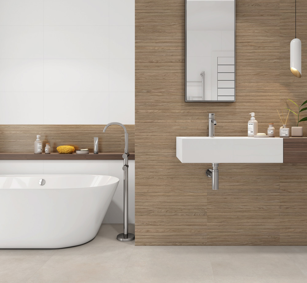 Woodstrip Nogal 11-3/4 in. x 23-1/2 in. Ceramic Wall Tile