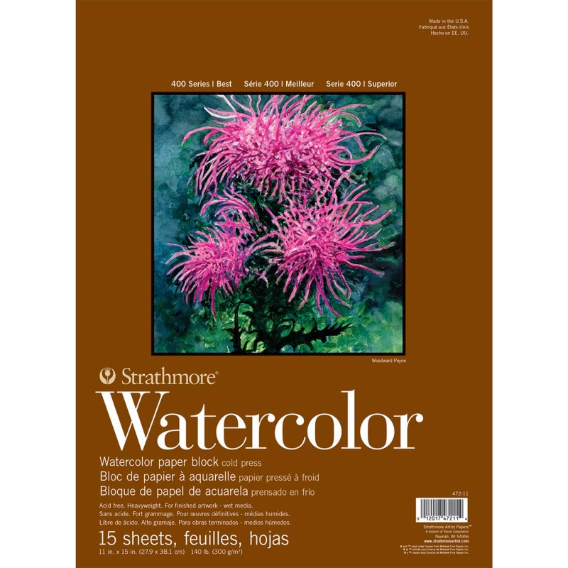 400 Series Watercolor Paper Block, 15 Sheet, 11x15 inch, 1 Count