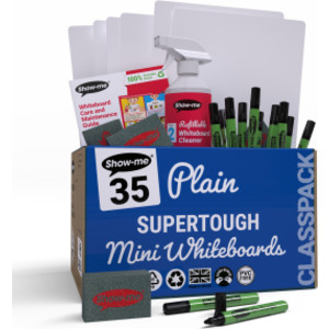 Classpack of 35 x Plain/Plain SUPERTOUGH 8" x 12" Lapboards, with Pens, Erasers, Cleaner