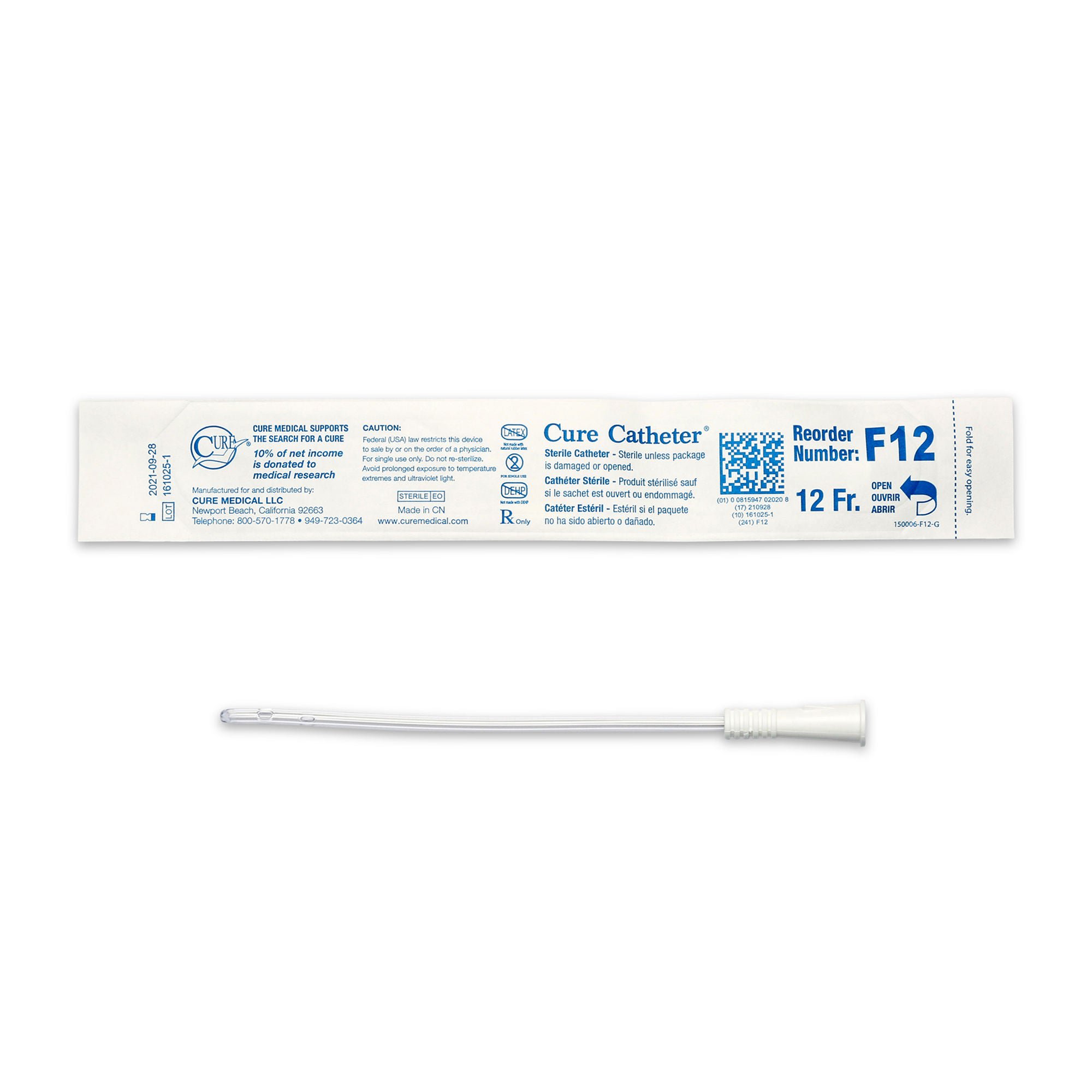 Cure Catheter™ Female Intermittent Catheter, 12 Fr.