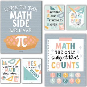 Boho Math Bulletin Board Classroom Decor Posters, Set of 6
