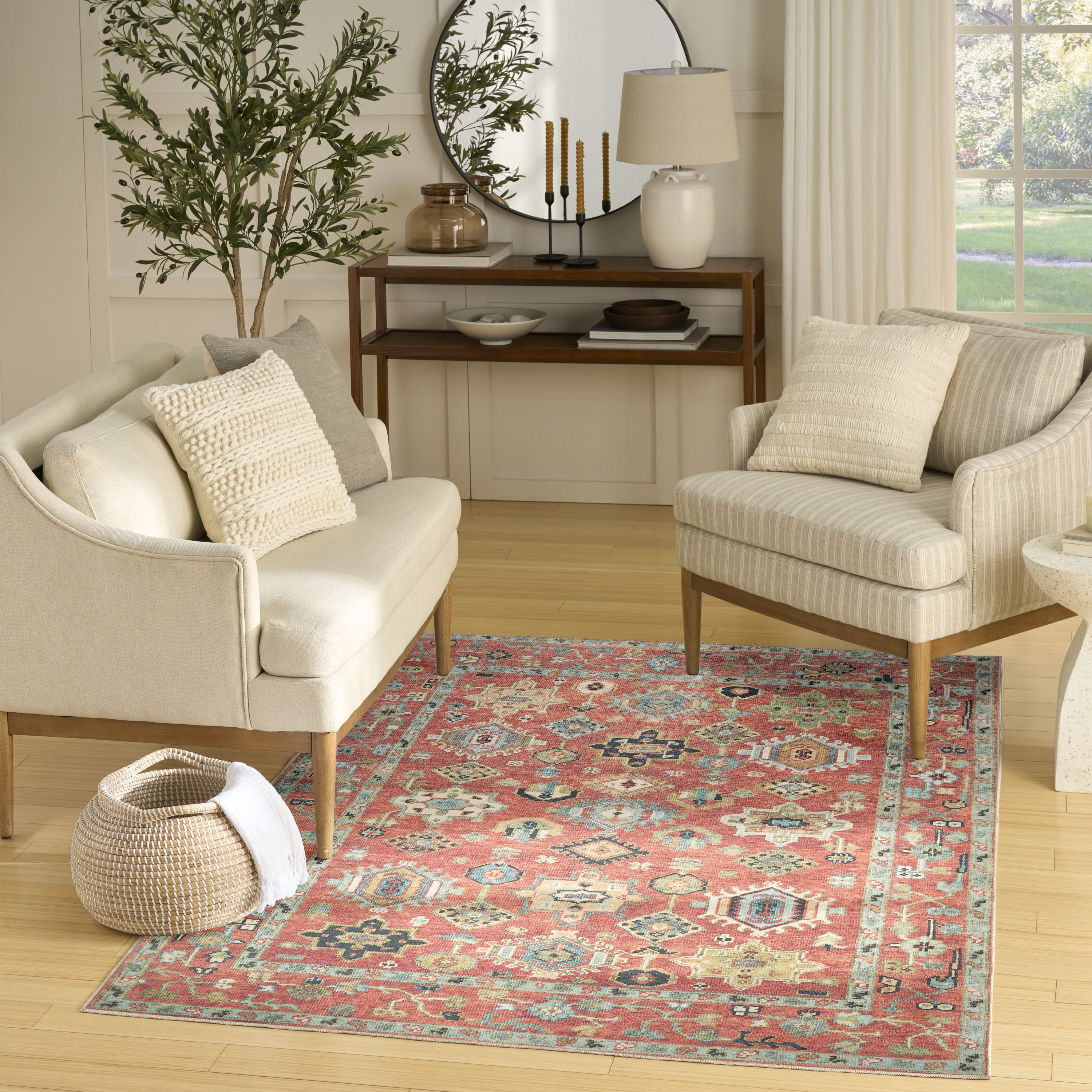 Nourison Vintage Washables 5'3" x 7'3" Rust Multicolor Vintage Indoor Rug
