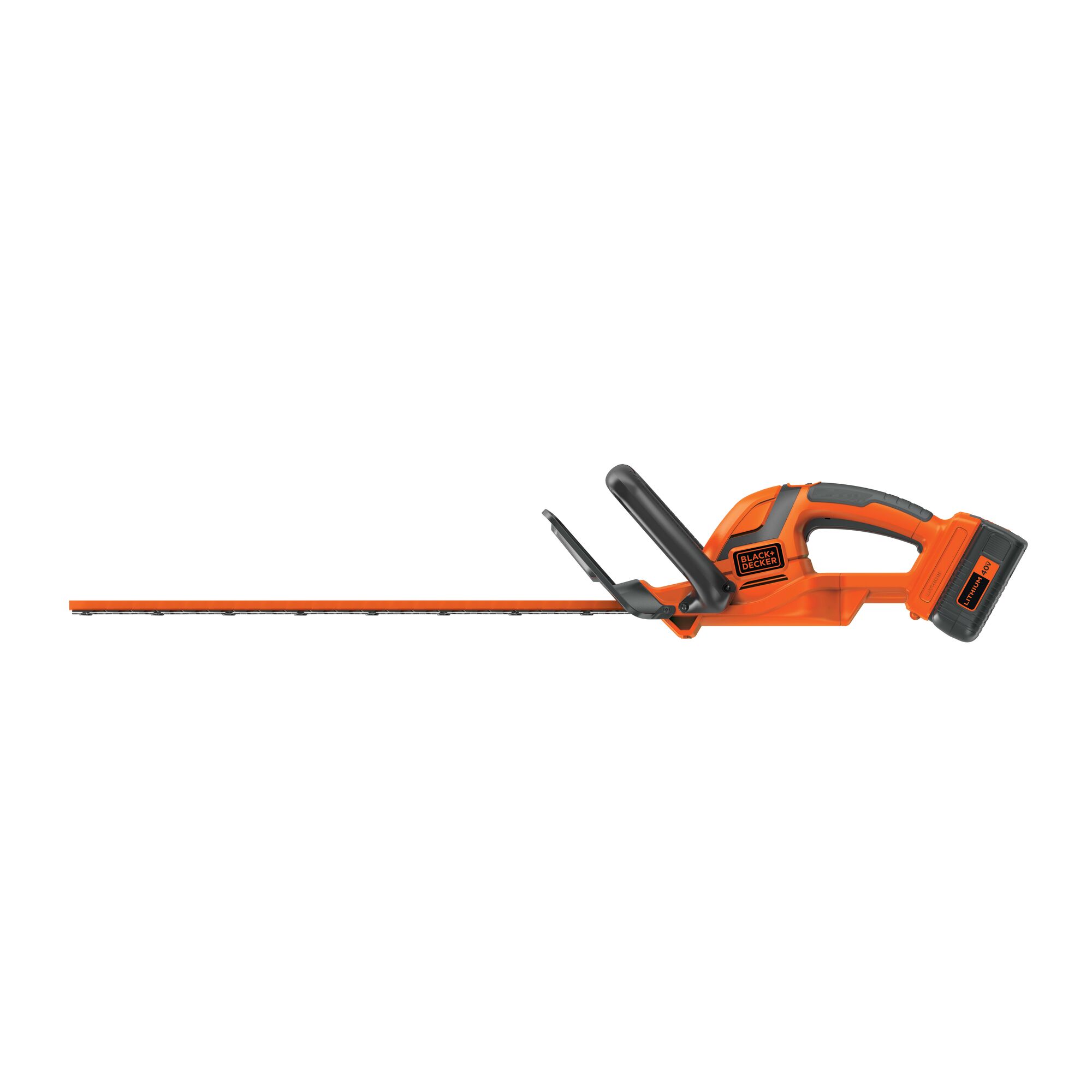 Profile of 22 Inch 40 Volt Max Hedge Trimmer on white background.