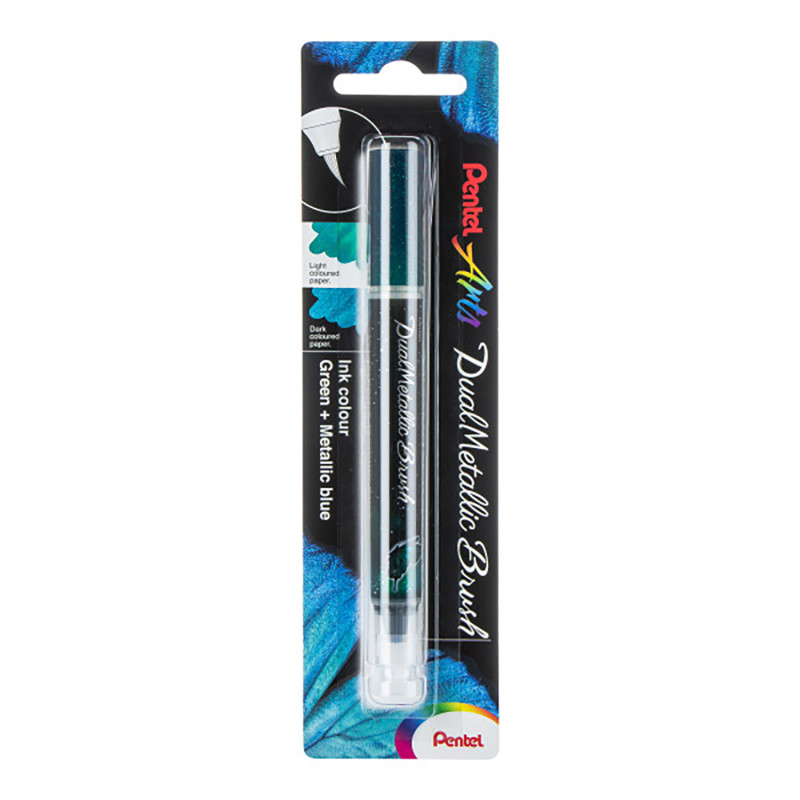 DualMetallic Brush, Green/Metallic Blue Ink