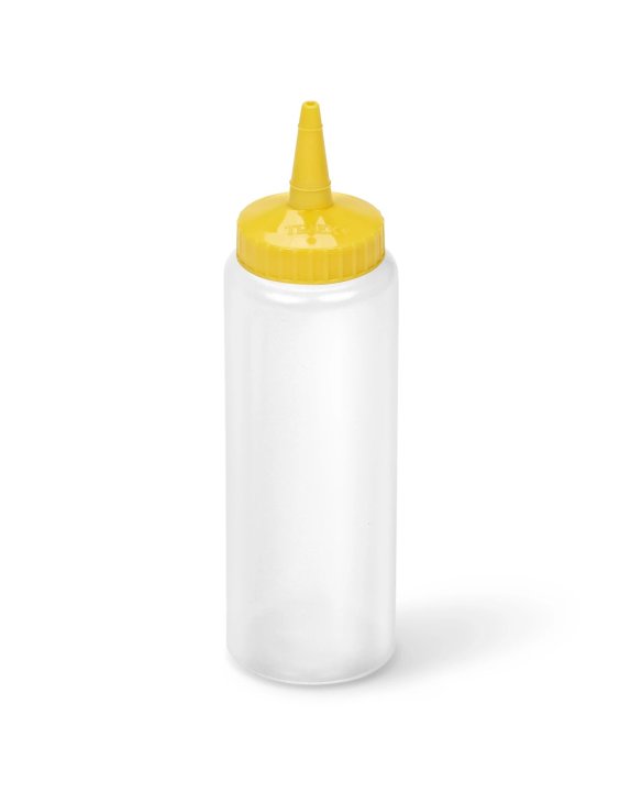 8-ounce Traex® Color-Mate single-tip clear squeeze dispenser with yellow top