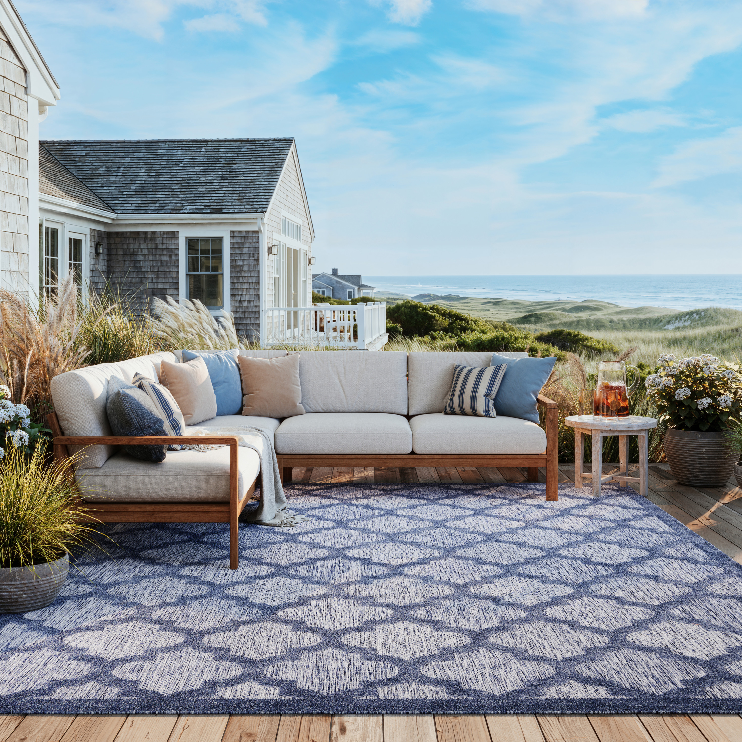 Nourison Easy Care 8' x 10' Denim Blue Modern Rug