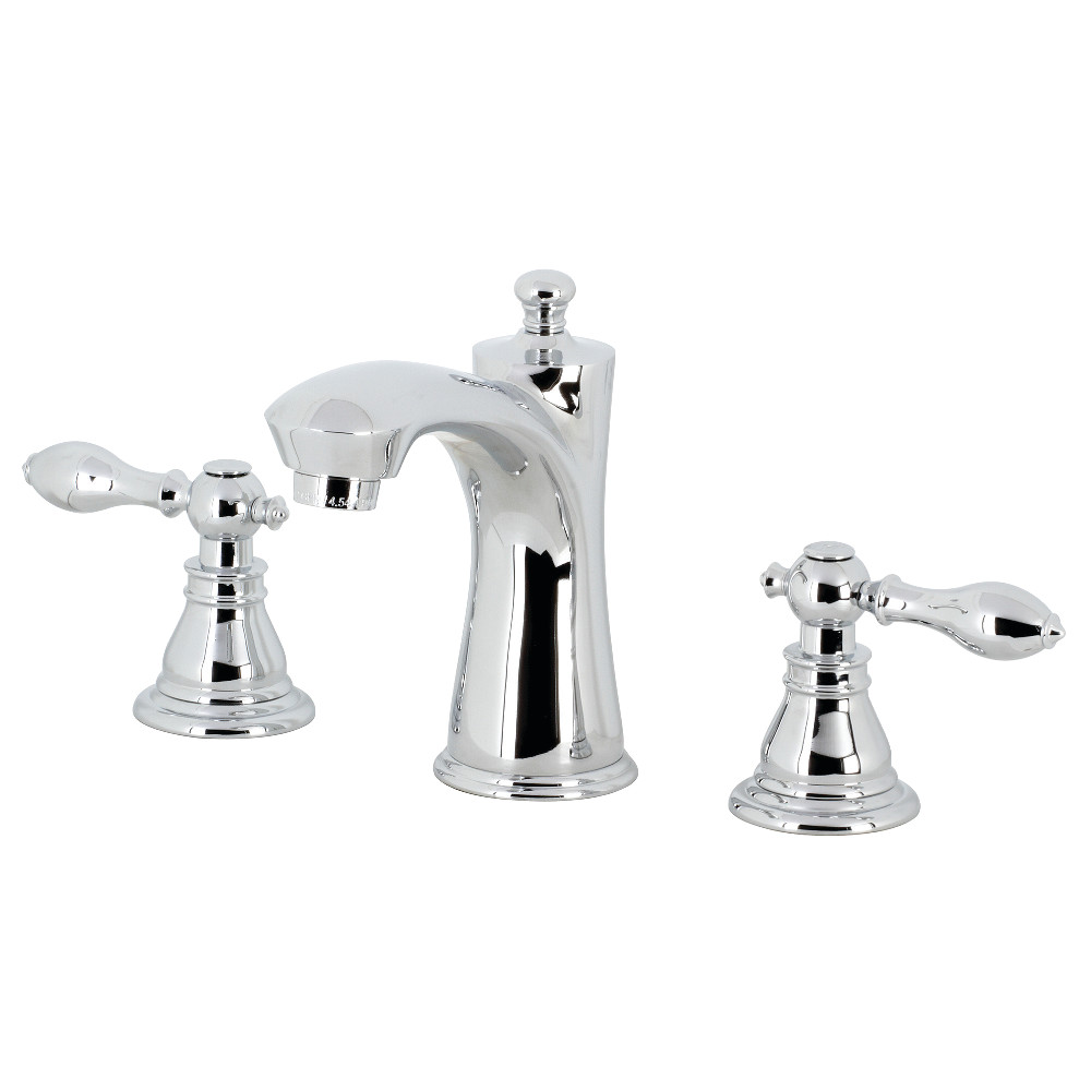 Two-Handle 3-Hole Deck Mount Widespread Bathroom Faucet with Pop-Up Drain, Polished Chrome with 3 Finish Options