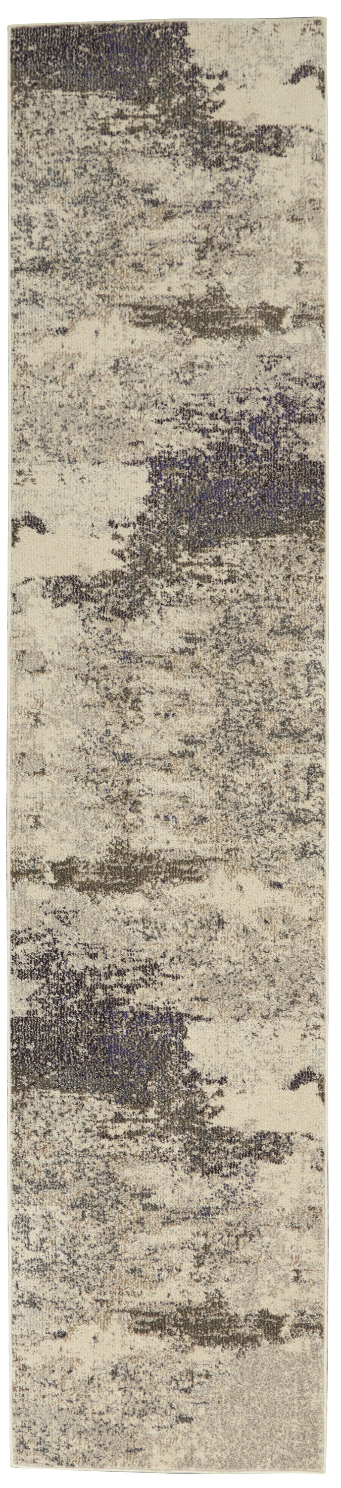 Nourison Celestial 2'2" x 12' Ivory Grey Modern Indoor Rug