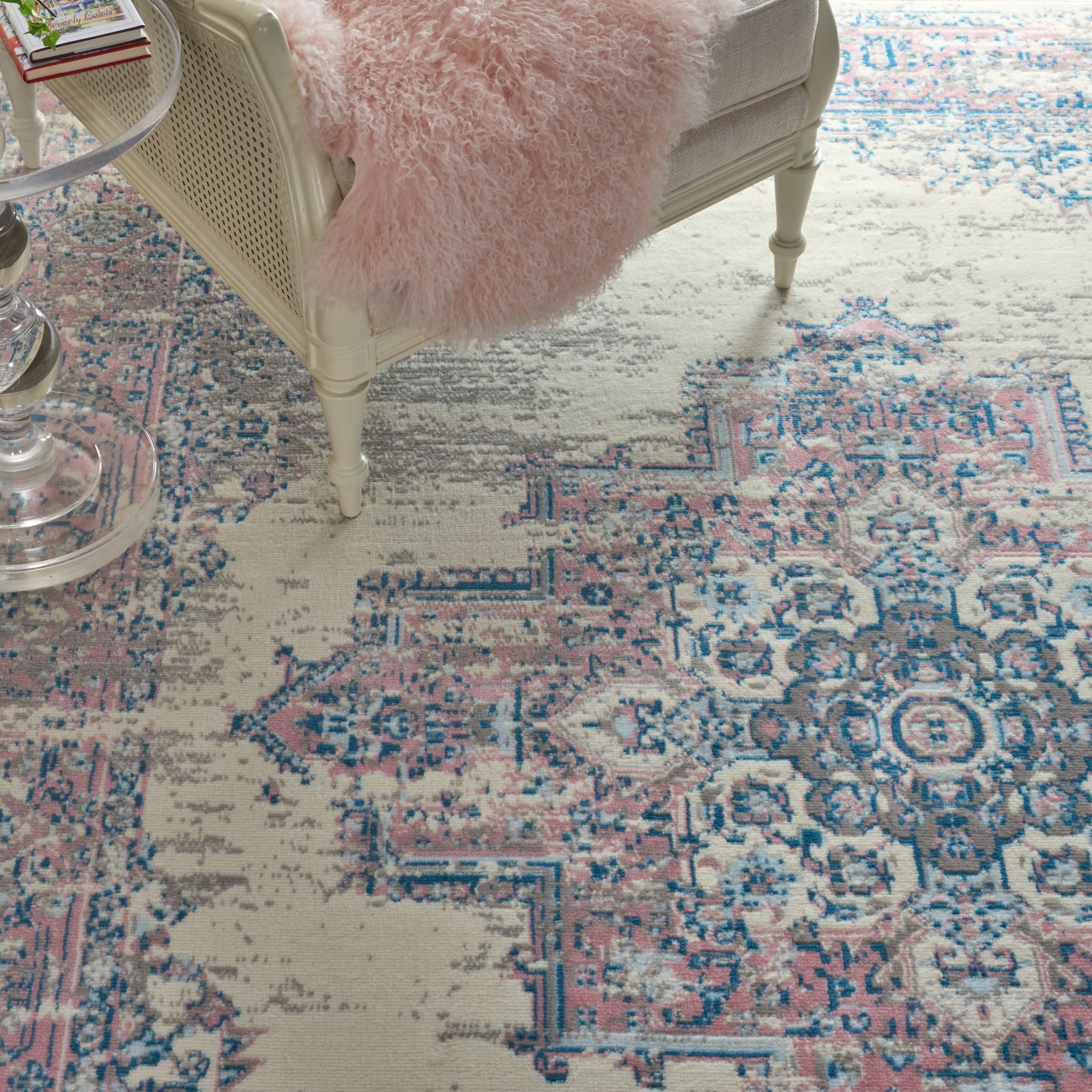 Nourison Grafix 8'6" x 12' Ivory Pink Vintage Indoor Rug